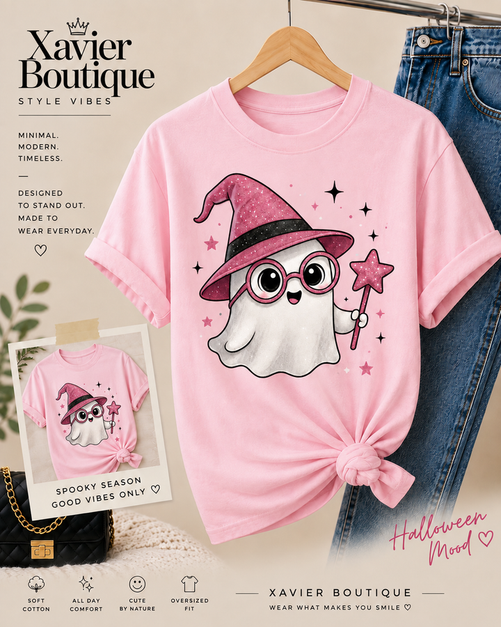 Ghost Witch Halloween T-Shirt | Spooky Season Graphic Tee, Magical Design
