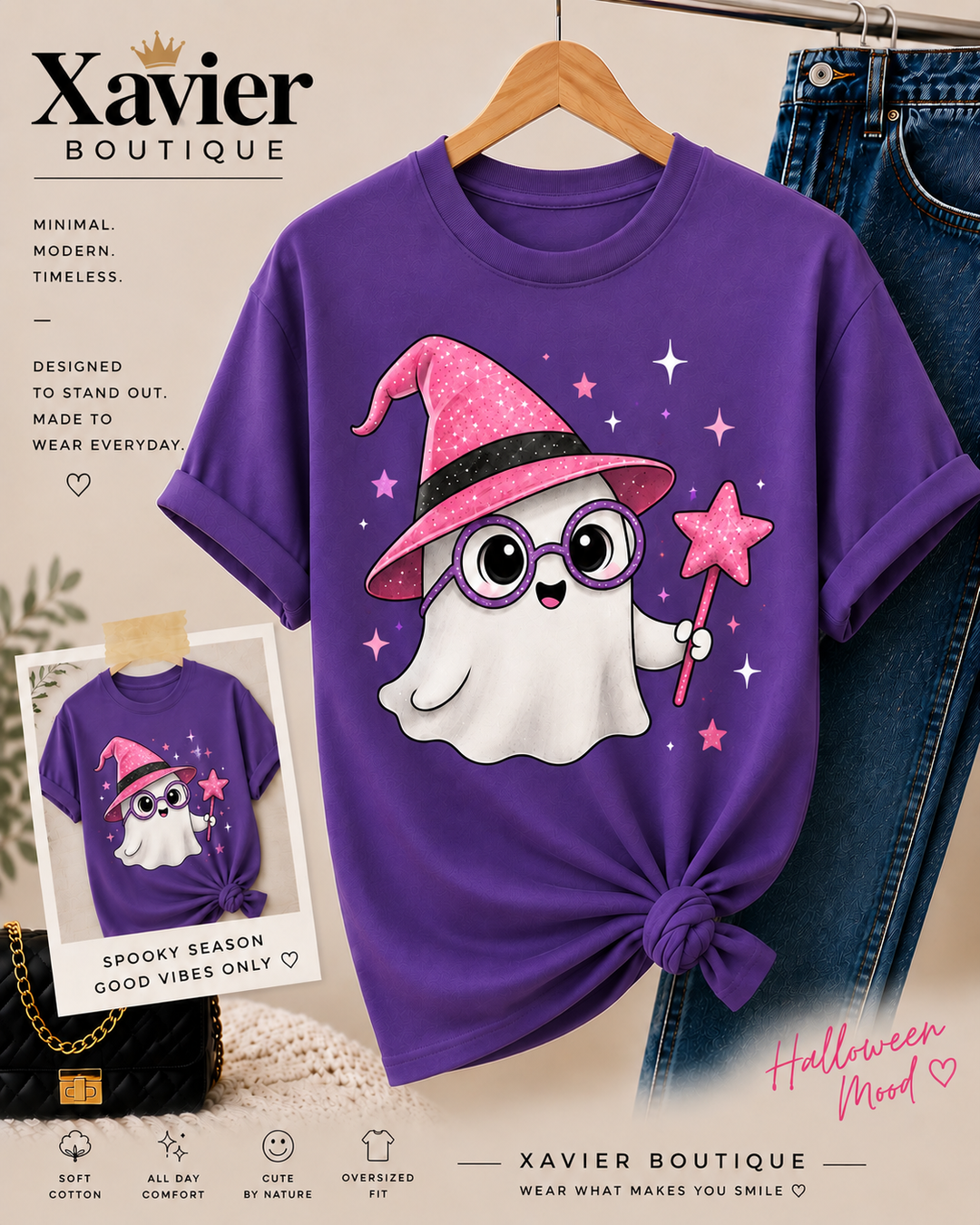 Ghost Witch Halloween T-Shirt | Spooky Season Graphic Tee, Magical Design