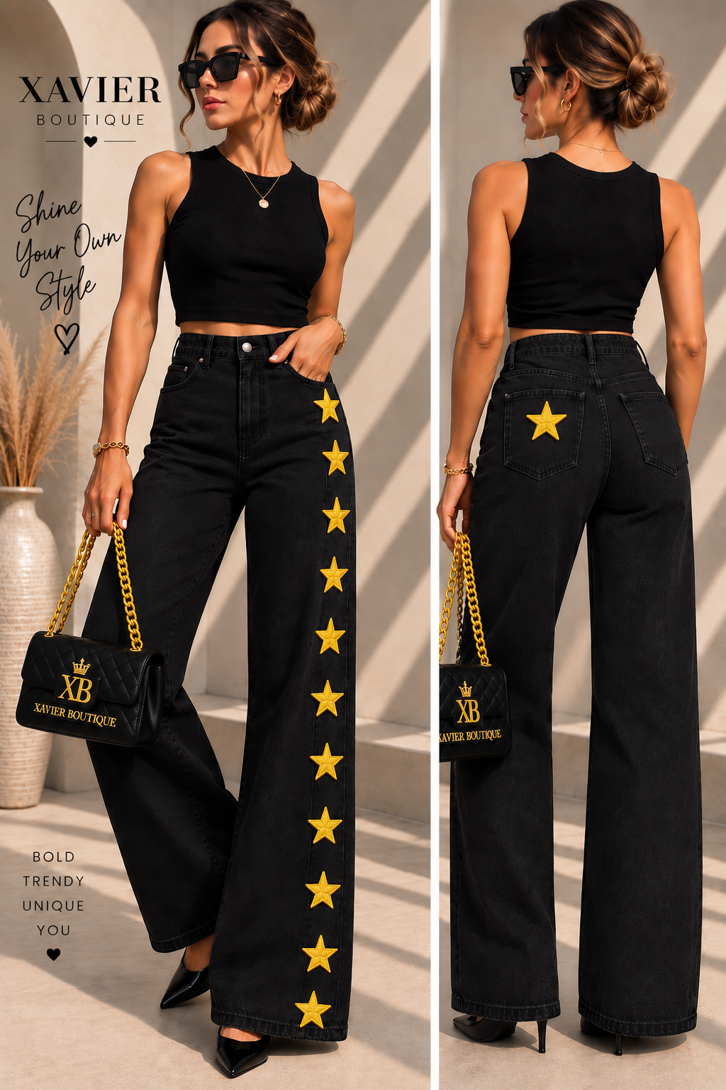 Starstruck Wide-Leg Jeans – Gold or Silver Star Edition