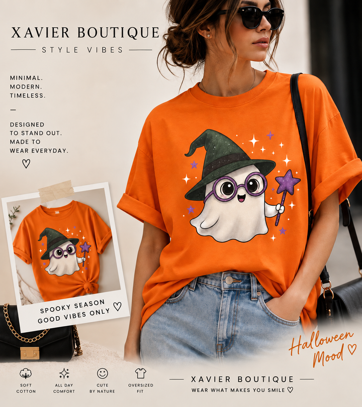 Ghost Witch Halloween T-Shirt | Spooky Season Graphic Tee, Magical Design
