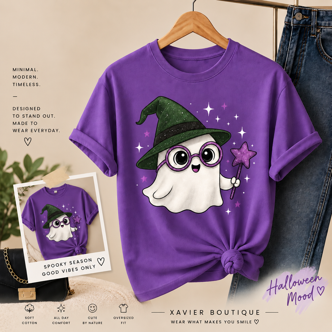 Ghost Witch Halloween T-Shirt | Spooky Season Graphic Tee, Magical Design