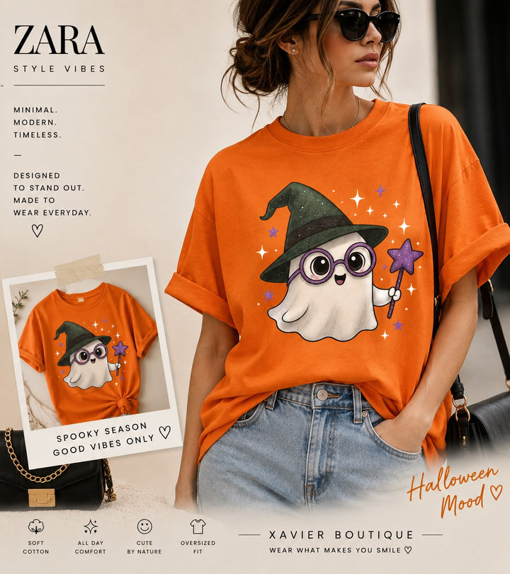 Ghost Witch Halloween T-Shirt | Spooky Season Graphic Tee, Magical Design