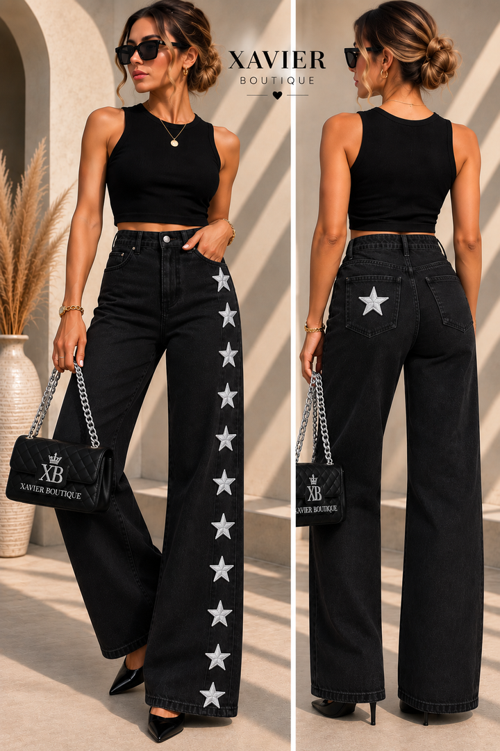Starstruck Wide-Leg Jeans – Gold or Silver Star Edition