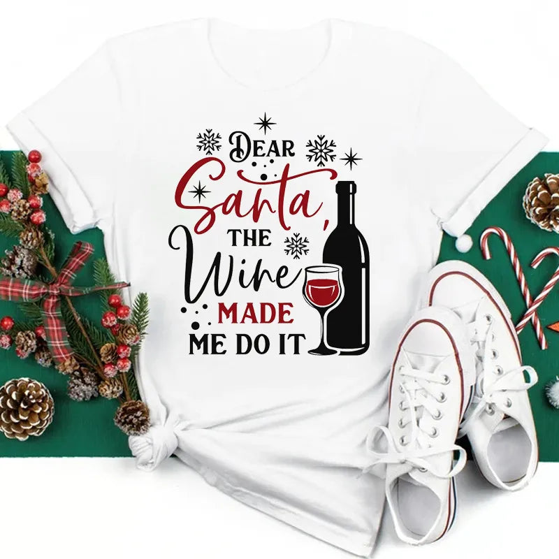Holiday Wine-Themed Graphic Tee – “Santa Made Me Do It”-Xavier Boutique