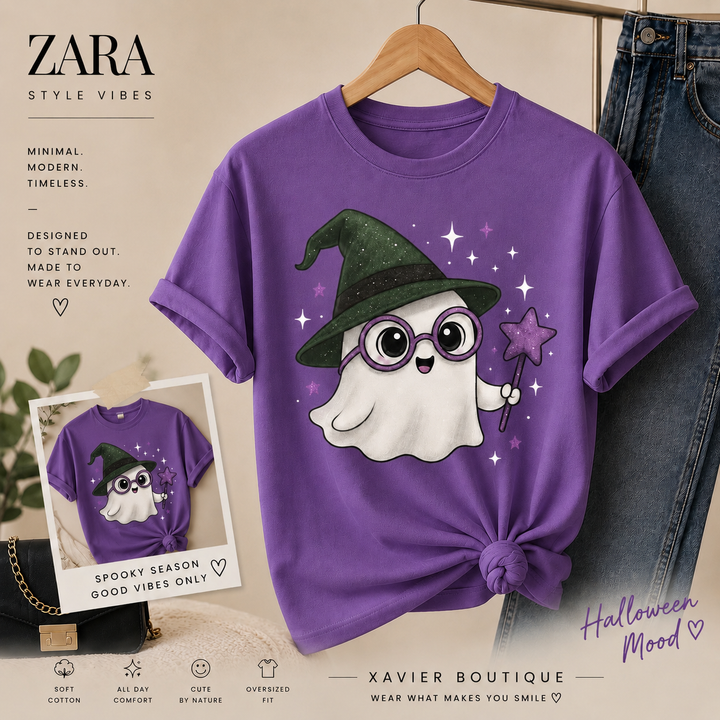 Ghost Witch Halloween T-Shirt | Spooky Season Graphic Tee, Magical Design