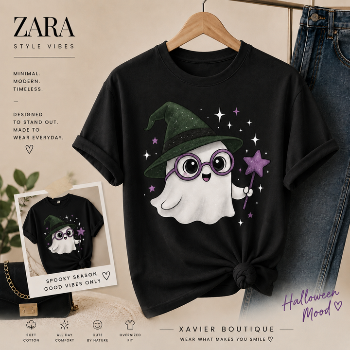 Ghost Witch Halloween T-Shirt | Spooky Season Graphic Tee, Magical Design